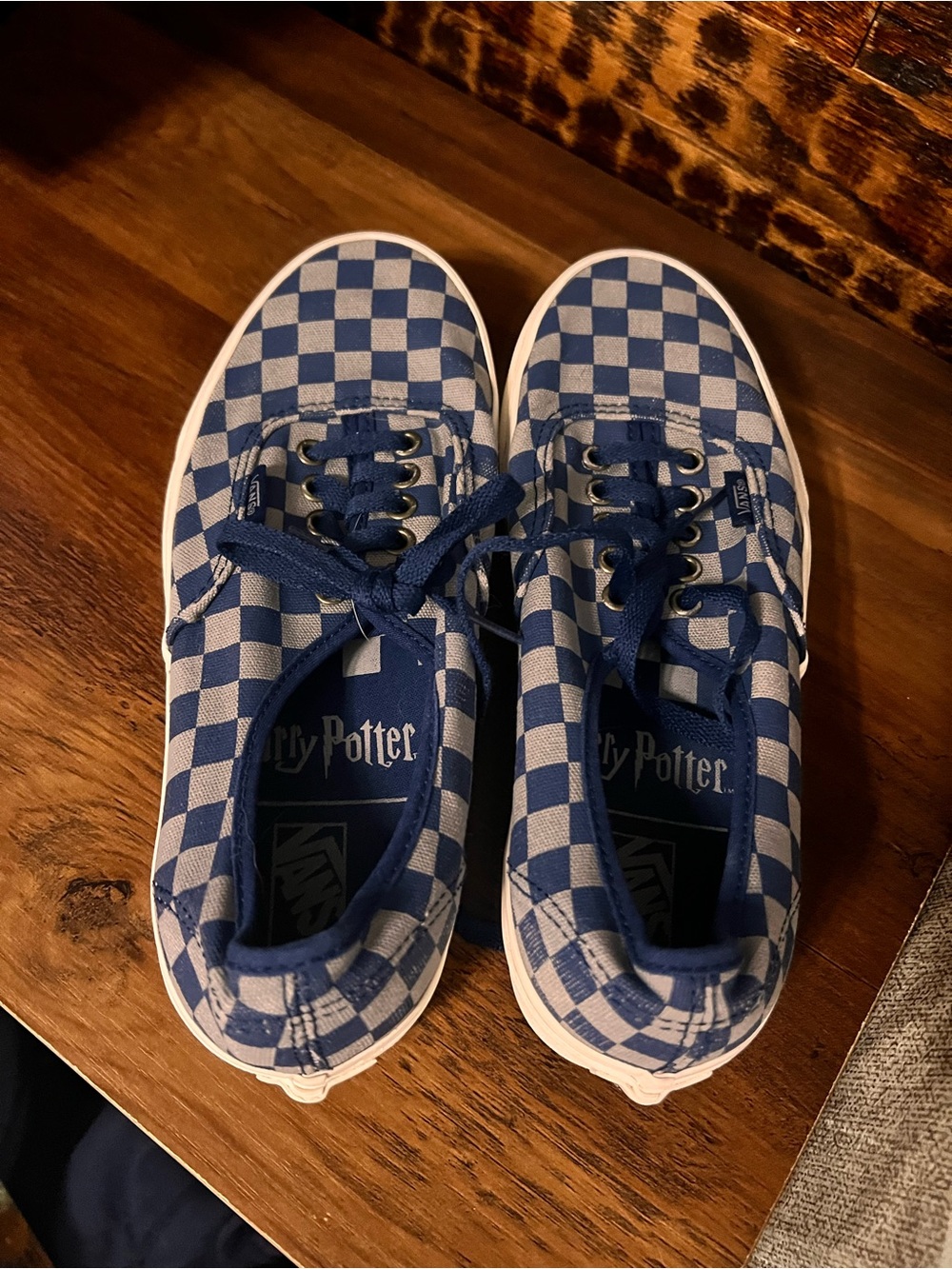 Vans Blue and White Checkerboard Harry Potter Low-Top Sneakers